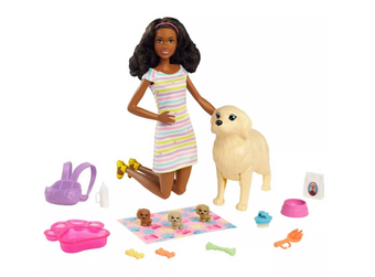 Barbie Newborn Pups Playset Brunette Hair Toy New with Box