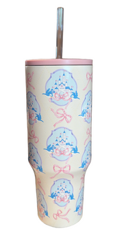 Disney Parks Castle and Bows Stainless Steel Travel Tumbler New with Tag