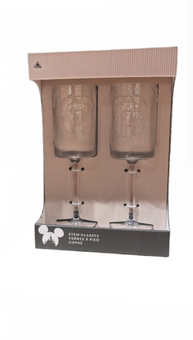Disney Parks Home Collection Mickey Icon Stem Glass Set of 2 New with Box