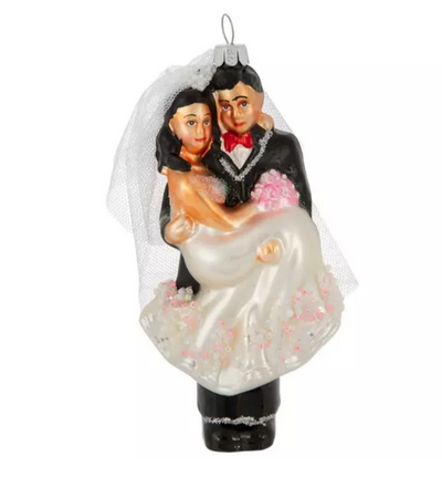 Robert Stanley Latino Bride & Groom Glass Christmas Ornament New with Tag