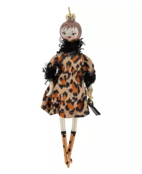 Robert Stanley Leopard Print Fashion Girl Glass Christmas Ornament New with Tag