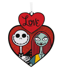 Hallmark Valentine Jack and Sally With Heart Metal Hallmark Ornament New w Card
