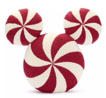 Disney Parks Mickey Mouse Icon Peppermint Swirl Throw Pillow Holiday New W Tag