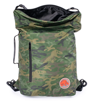 Universal Studios Jurassic Park Camo Roll-Up Backpack Bag New With Tag