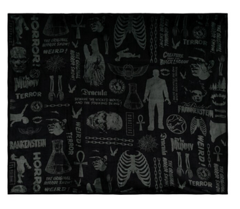 Universal Studios Classic Universal Monsters Black White Plush Blanket New W Tag