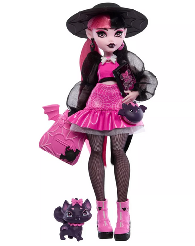 Mattel Monster High Draculaura Fashion Doll w Pet Count Fabulous Accessories New