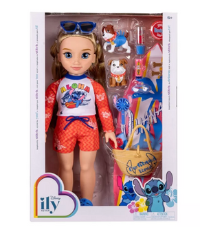 Disney ILY 4EVER Stitch Inspired 18” Doll and Beach Puppy Set Blonde Toy New