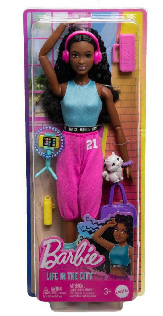 Barbie Life In The City Brooklyn Roberts Doll With Braided Hair | Sparkly Dress, Pet Kitten & Theater Accessories - View #4