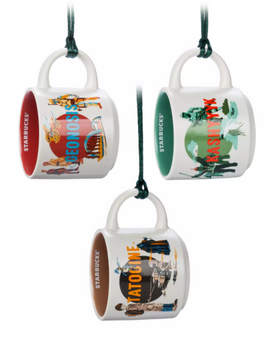Disney Parks Tatooine Kashyyyk Geonosis Starbucks Mug Ornament Set Star Wars New