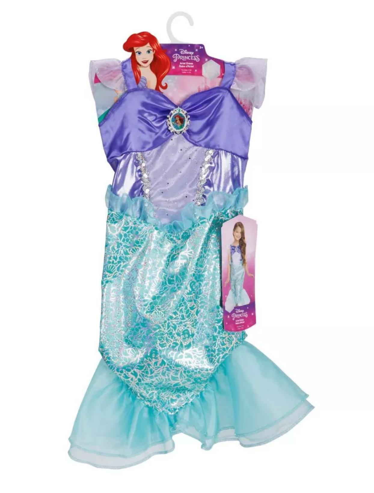 Disney Princess Ariel Satin Core Dress with Cameo Size 4-6x New with Tag