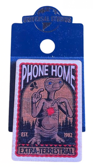 Universal Studios E.T. Extra Terrestrial Wood Block Phone Home Pin New With Card