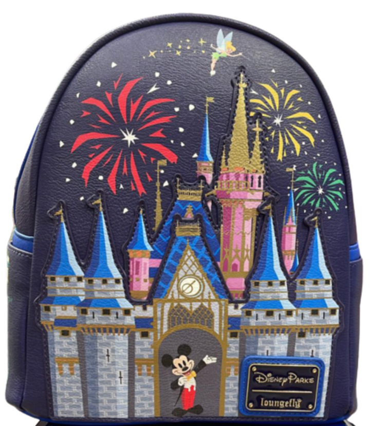 Loungefly☆ディズニーシンデレラ城&花火ミニバックパック ☆Disney50周年限定Loungeflyコラボ シンデレラ城ミニBackpack