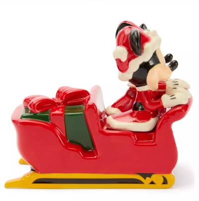 Disney Parks Santa Mickey and Minnie Salt and Pepper Shaker with Sleigh Set New