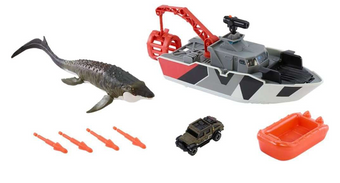 Jurassic World Rebirth Matchbox Mosasaurus Rescue Action Boat Playset New W Tag