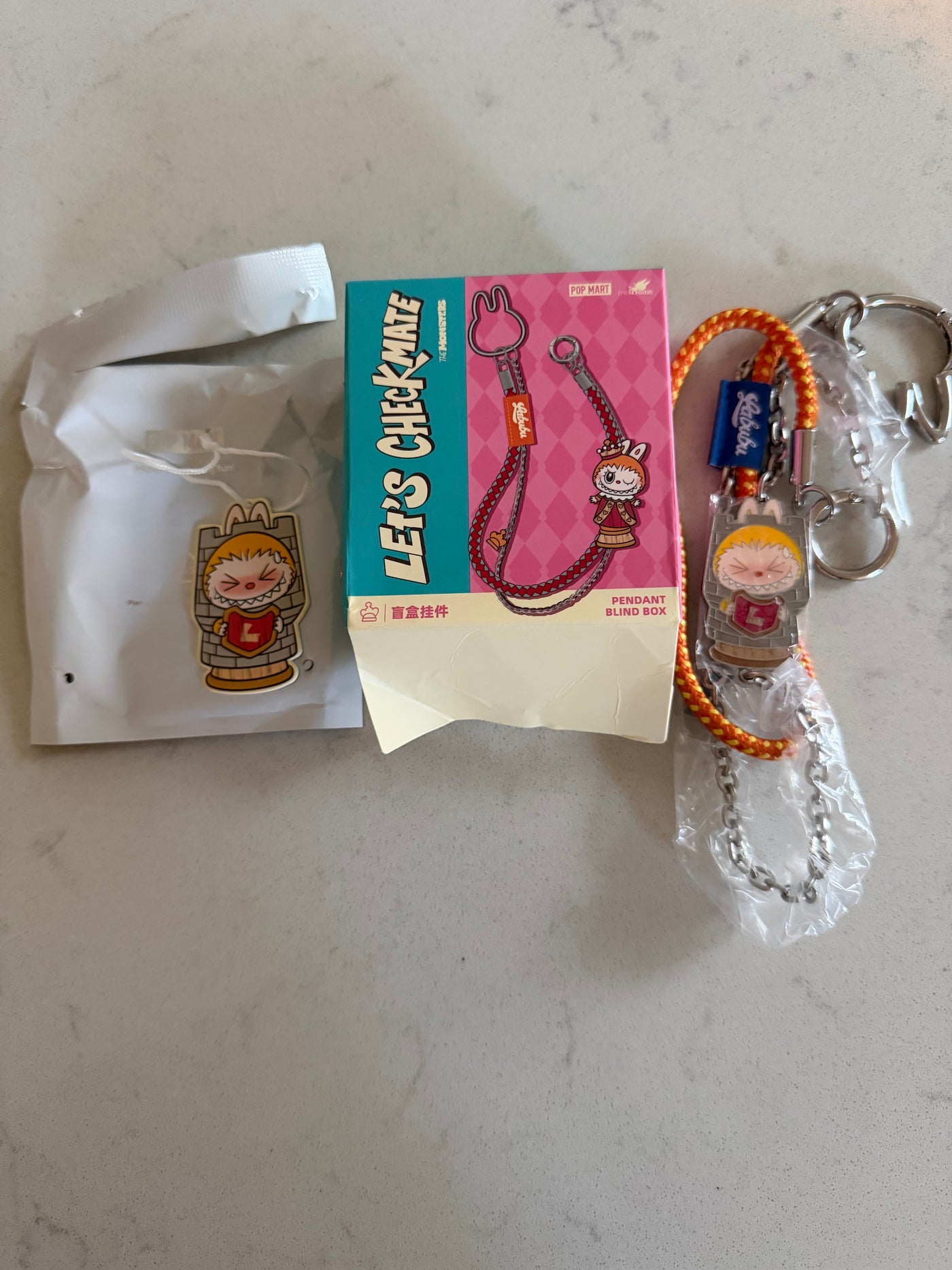 Pop Mart Labubu The Monsters Let's Checkmate Rook Pendant Keychain Charm New