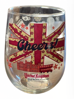 Disney Parks Epcot UK Union Jack Minnie Mouse Stemless Wine Glass New with Tag