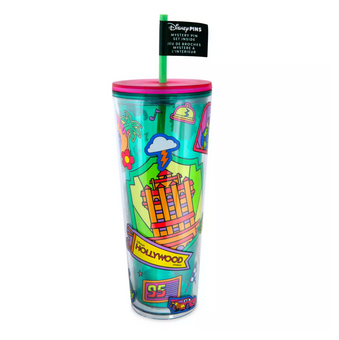 Disney Hollywood Studios Starbucks Travel Tumbler w Mystery Pins Blind Pack New