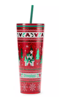 Disney Parks WDW Holiday Fair Isle Starbucks Travel Tumbler Straw New with Tag