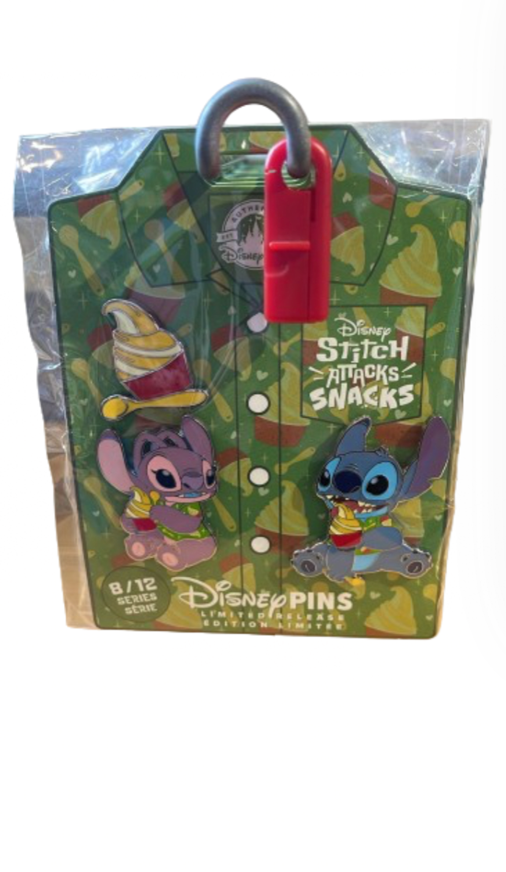 Disney Parks Stitch Angel Attacks Snacks Pineapple Swirl August Pin Set New