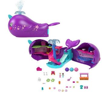Polly Pocket Sparkle Cove Adventure Narwhal Adventurer Boat Playset Toy New Box