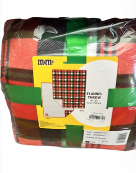 M&M's World 2024 Flannel Throw Holiday Blanket New with Tag