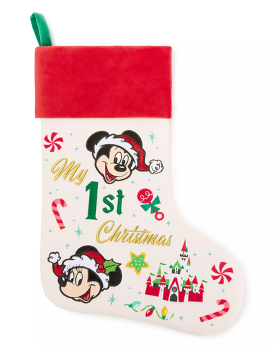 Disney Parks Santa Mickey Mouse Minnie My 1st Christmas Holiday Stocking Baby
