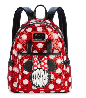 Disney Parks Minnie Mouse Sequin Polka Dot Loungefly Mini Backpack New With Tag