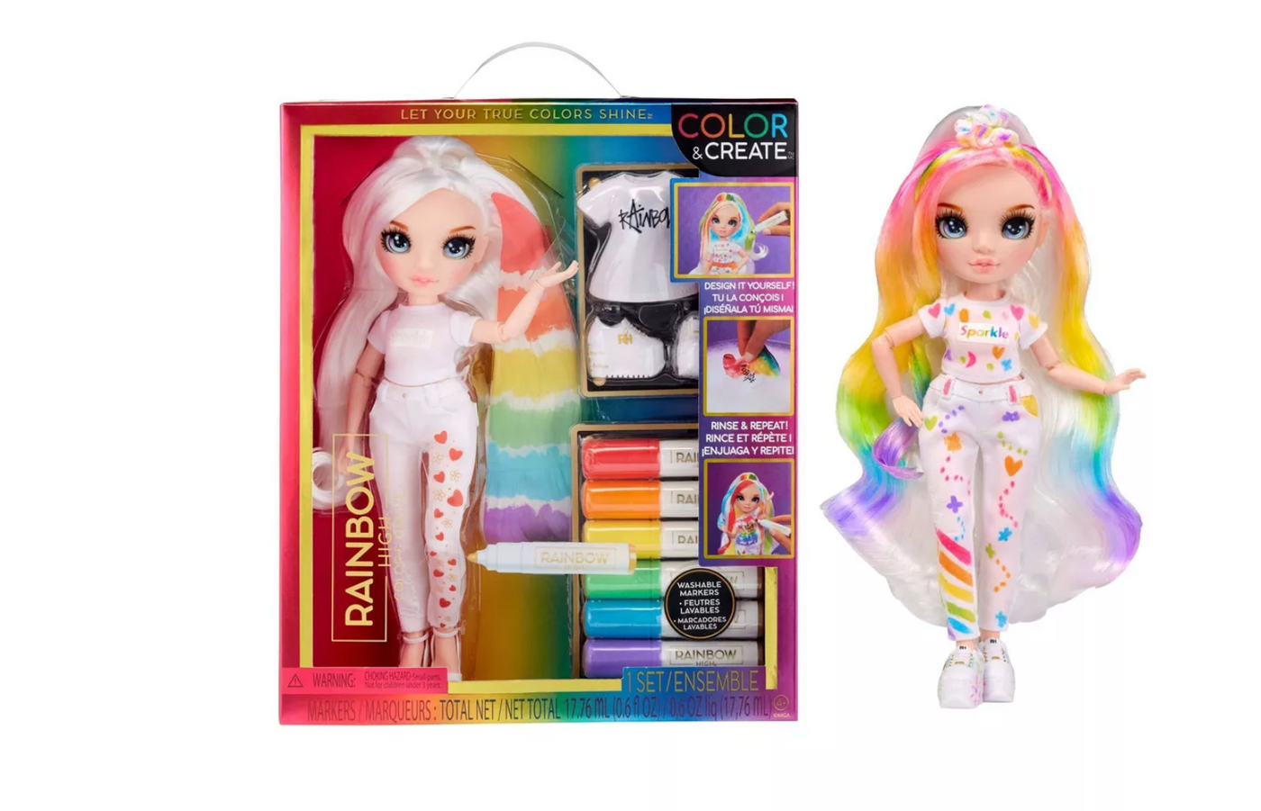 Rainbow High Color & Create Fashion Doll Blue Eyes/Straight Hair New With Box