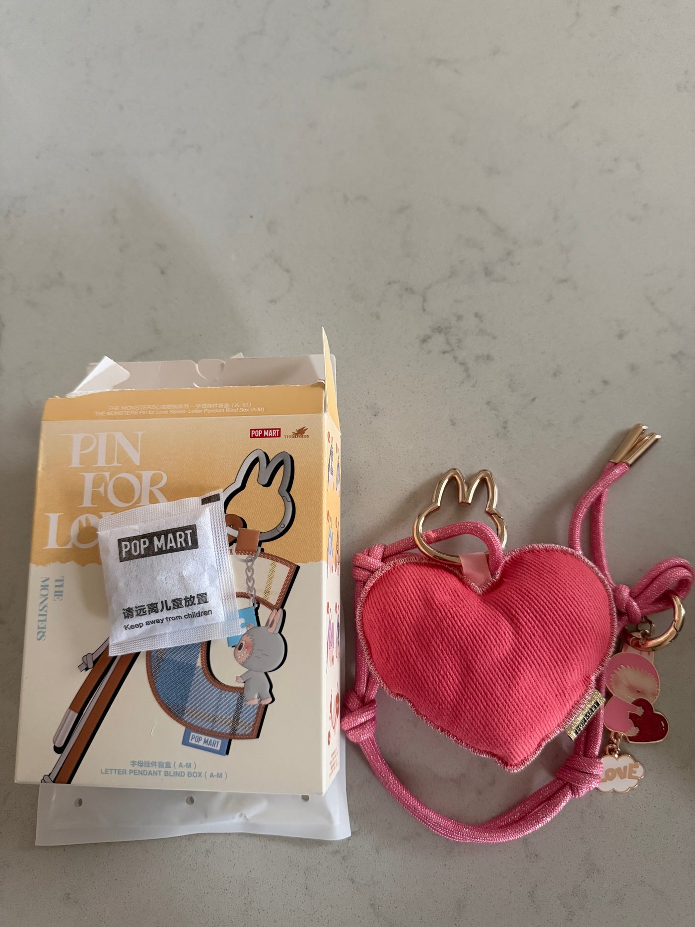 Pop Mart Labubu The Monsters Pin for Love Letter Pendant Heart Keychain Secret