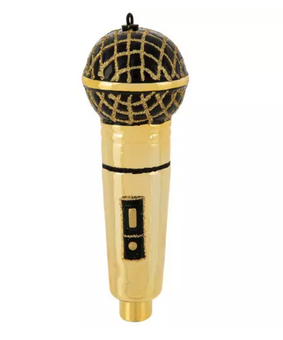 Robert Stanley Gold Microphone Glass Christmas Ornament New with Tag