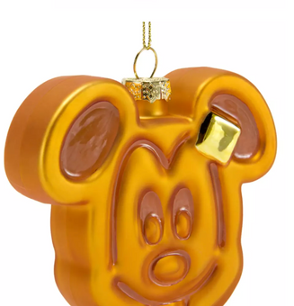 Disney Parks Mickey Mouse Waffle Glass Christmas Ornament New With Tag