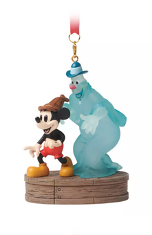 Disney Parks Halloween 2024 Mickey & Ghost Light-Up Christmas Ornament New Tag