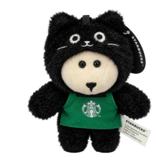 Starbucks 2026 Halloween Bearista Bear Black Cat Plush Keychain New with Tag