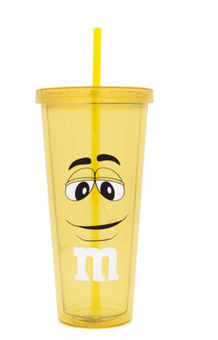 M&M's World Yellow Character Lip Tumbler with Straw New