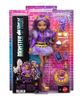 Monster High Clawdeen Wolf Fashion Doll in Furry Skirt with Pet Crescent Toy New
