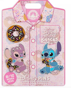 Disney Parks Stitch Attacks Snacks Doughnut Limited Pin Set 6 of 12 New With Tag