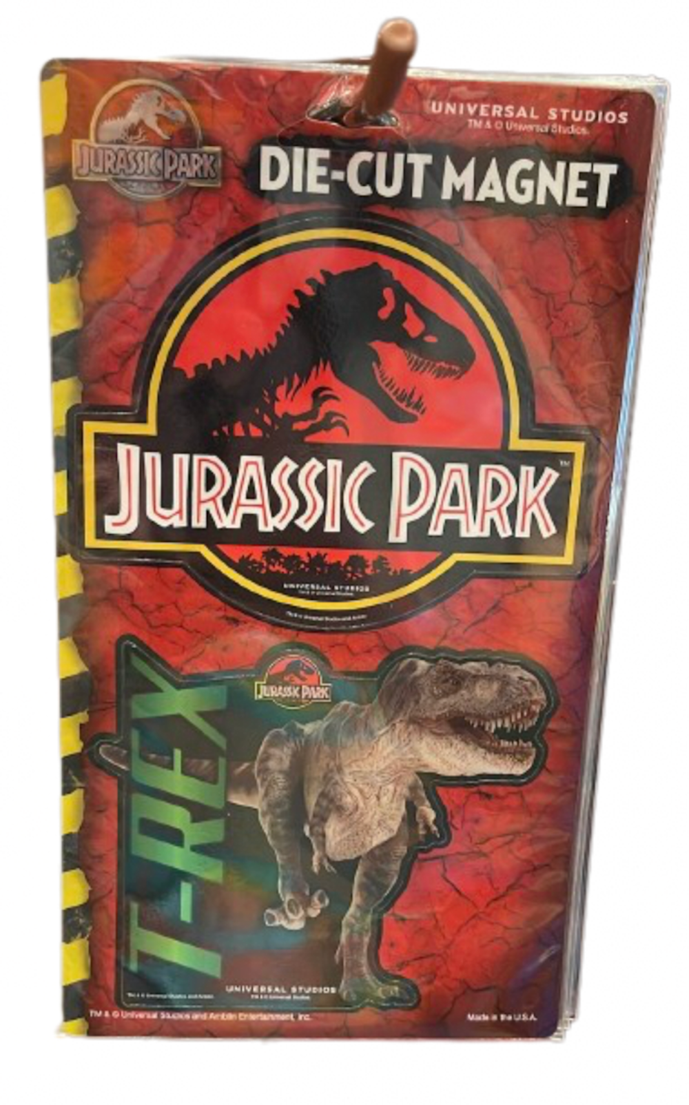 Universal Studios Jurassic Park Logo and T Rex Magnet Set New