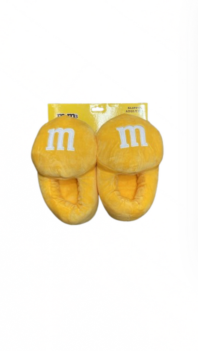 M&M's World Yellow M Logo Plush Slippers for Adult Size L/XL New with Tag