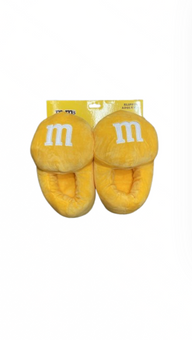 M&M's World Yellow M Logo Plush Slippers for Adult Size S/M New with Tag