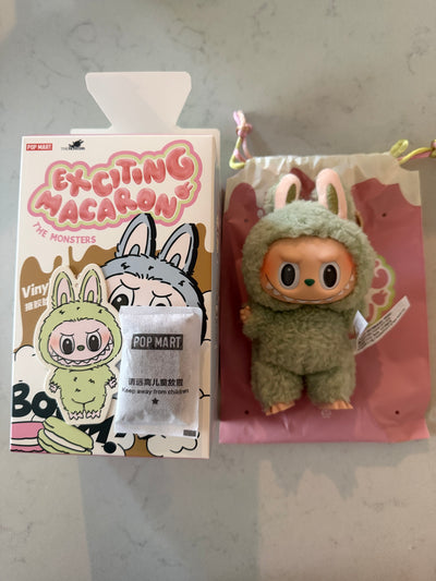 Pop Mart Labubu The Monsters Macaron Green Grape Vinyl Face Plush Keychain New