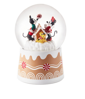 Hallmark Disney Mickey Minnie Pluto Gingerbread Musical Holiday Snow Globe New