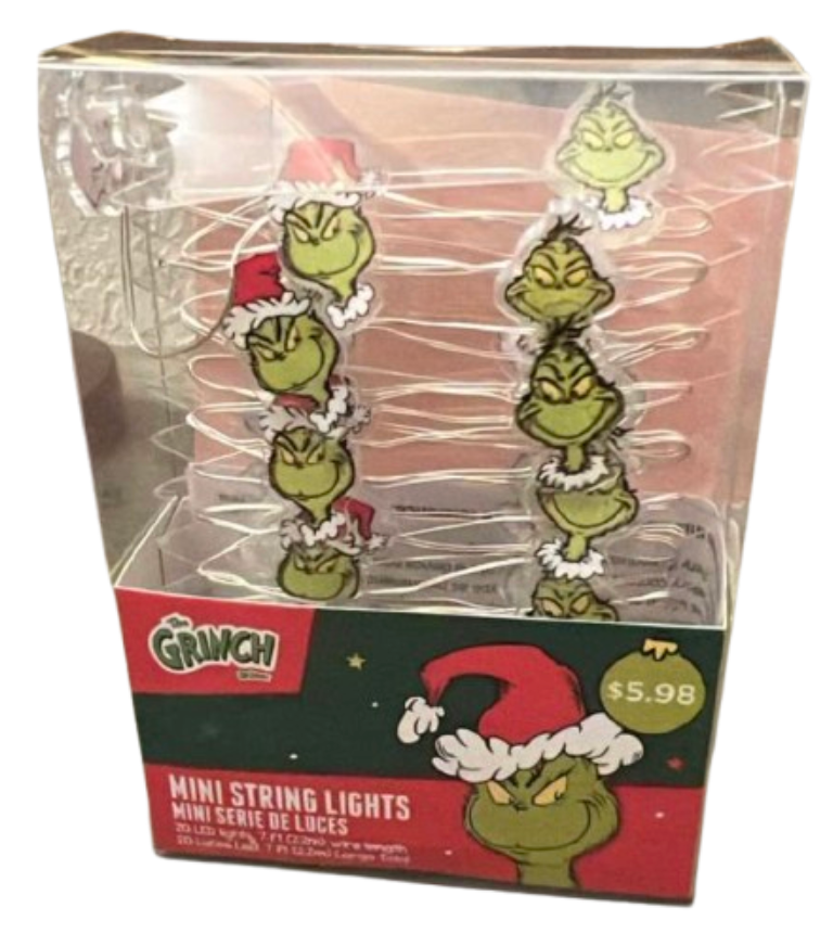 Dr Seuss' The Grinch Who Stole Christmas Santa MINI STRING LIGHTS New With Tag