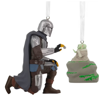Hallmark 2pc Star Wars Mandalorian and Grogu Christmas Ornament Set New With Box