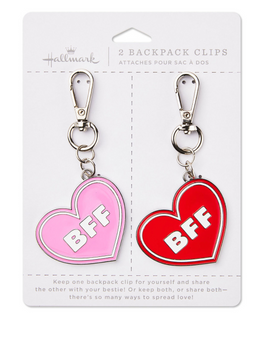 Hallmark Valentine Best Friend Conversation Hearts Backpack Clips Set of 2 New