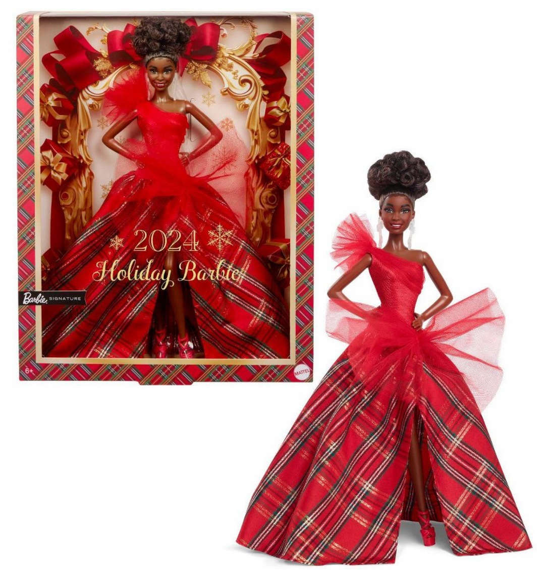 holiday barbie black dress 2024 Signature Hair with Plaid Gown Toy New with – I Love Characters SIZE:Medium cup B No Boundaries Ribbed Tank Prom Dress Online ruffle trim collar