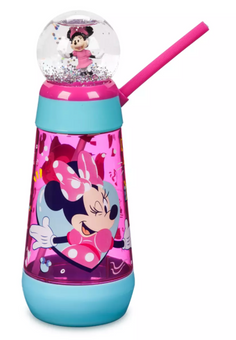 Disney Parks Minnie Mouse Figaro Snowglobe Tumbler with Straw New With Tag