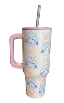 Disney Parks Castle and Bows Stainless Steel Travel Tumbler New with Tag