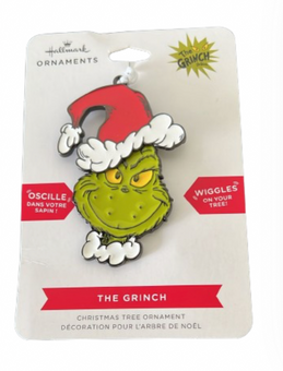 Hallmark Grinch in Santa Hat Moving Metal Christmas Ornament New with Card