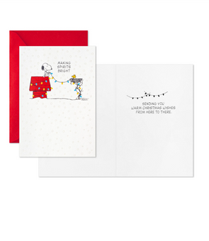 Hallmark Peanuts Snoopy Woodstock Hanging Lights Christmas Cards Pack of 16 New
