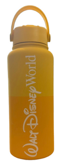 Disney Parks Walt Disney World Logo Mania Yellow Water Bottle New With Tag